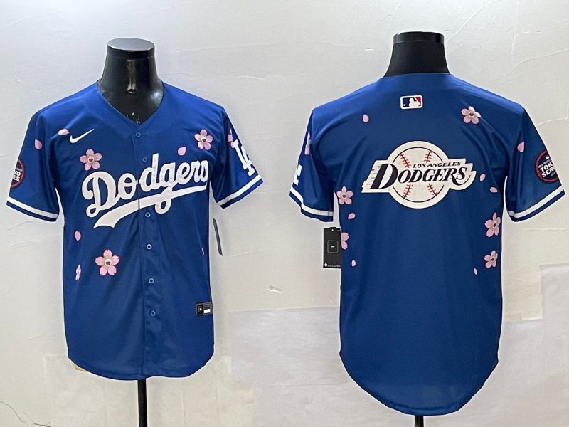 Men Los Angeles Dodgers Blank Blue Sakura Edition 2025 Nike MLB Jersey style 25